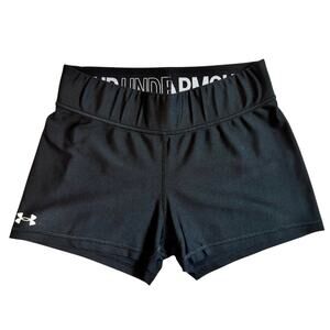 Under Armour Women's Black Compression Shorts HeatGear Size Large 3" Inseam